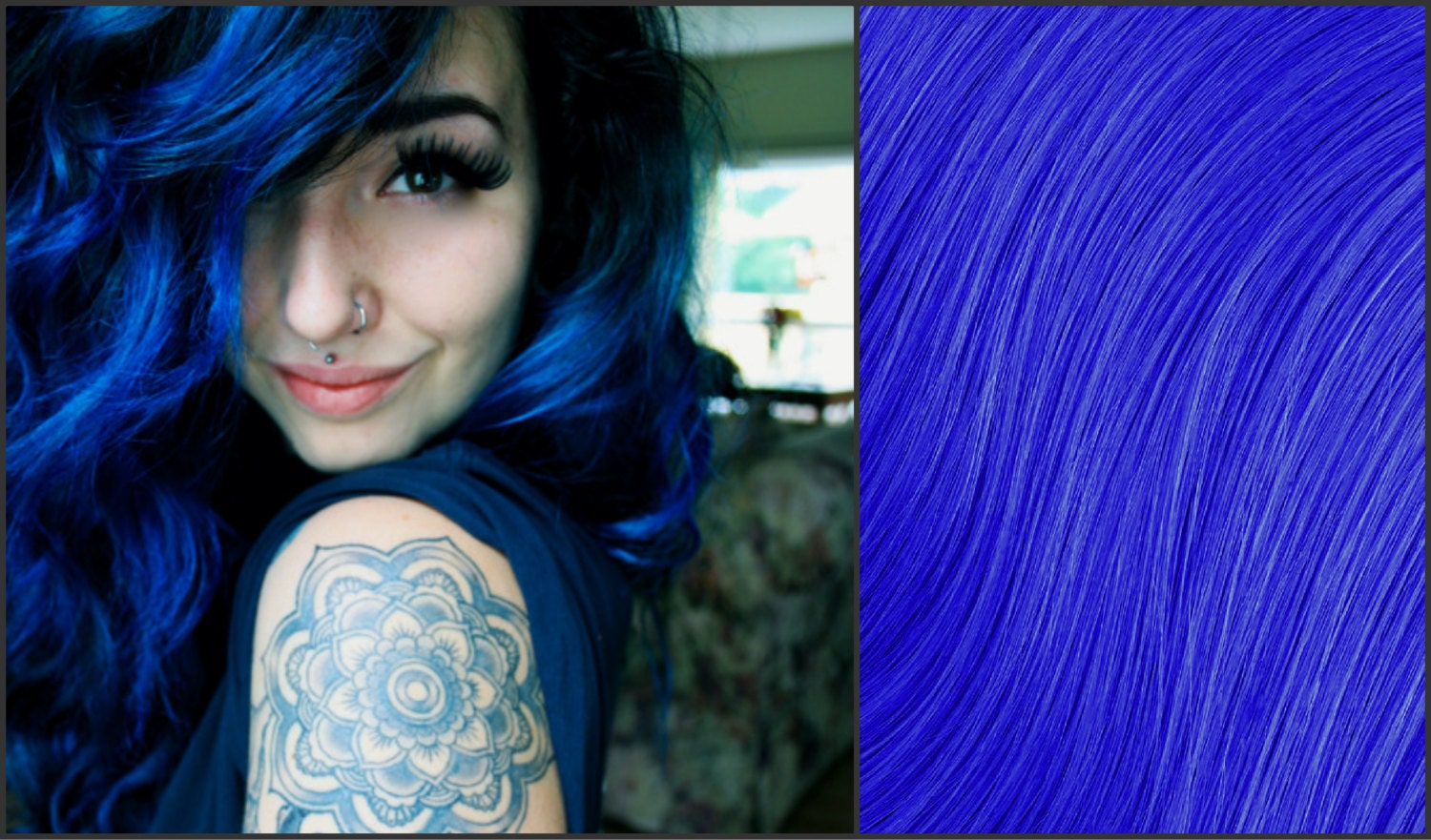 blue sapphire hair wet and wavy
