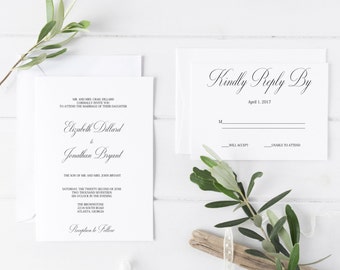 Wedding Invitation Template, Printable Wedding Invitations, Printable Wedding Invitation Suite, DIY Wedding Invitations, Formal Invitations