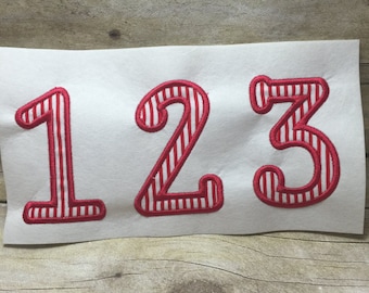 Applique Number Embroidery Design, Numbers Embroidery Design, Sticks on side Number Applique
