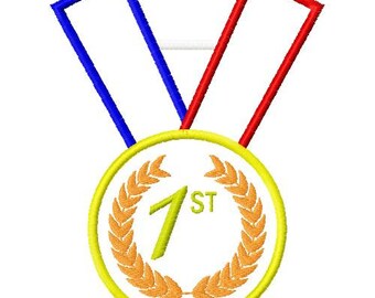 gold medal embroidery design, olympic embroidery design, olympic medal applique, gold medal applique