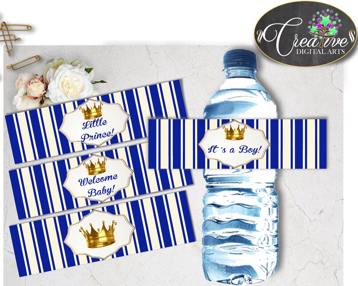 royal baby shower water bottle labels little prince printable