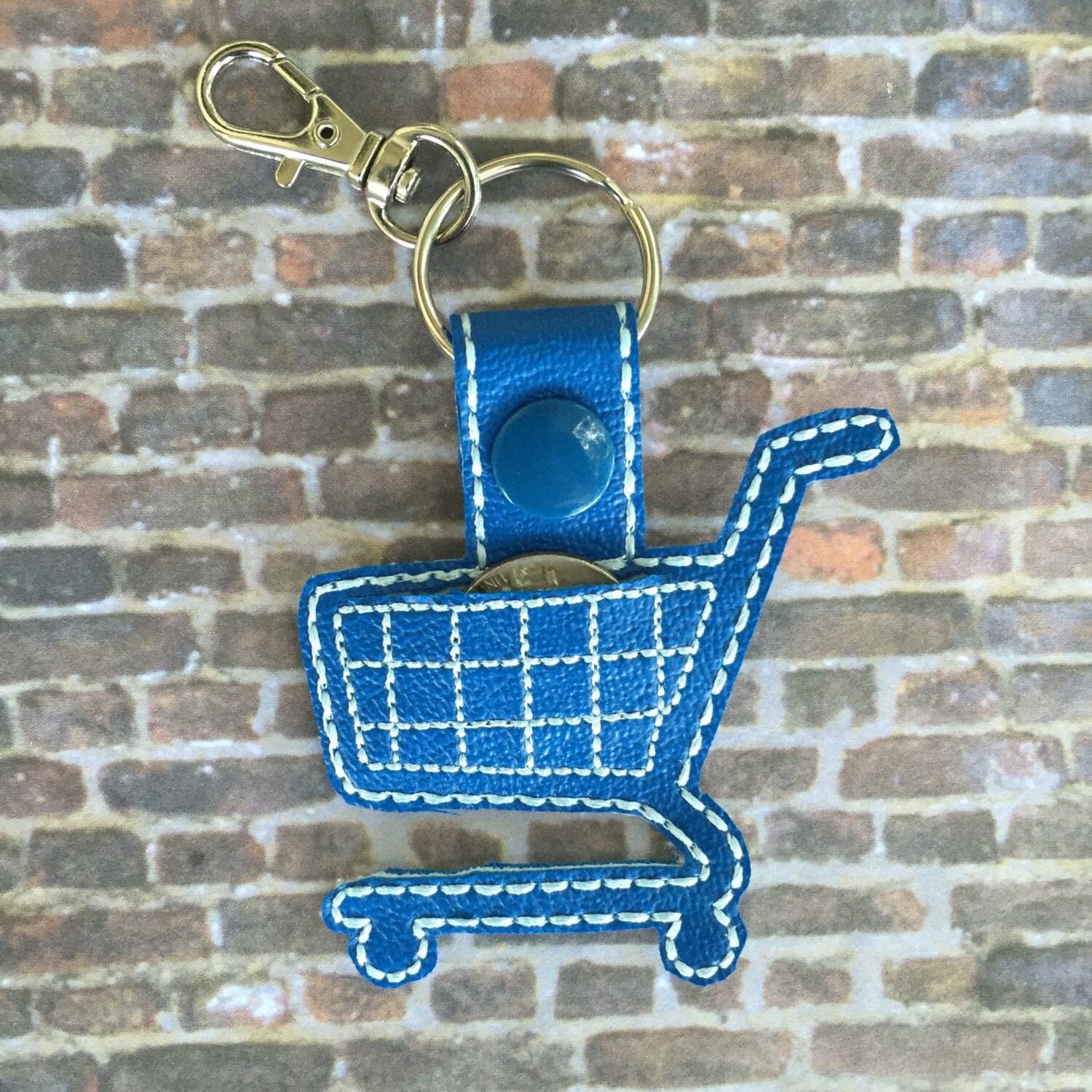 Quarter Keeper Shopping Cart Key Fob. Bag Tag. Keychain. Aldi