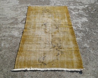 Big Sale %50 off overdyed rug,anatolian vintage turkish rugs,decorative area rugs,handwoven carpets,natural wool carpet 3'8"x 6'2" ft