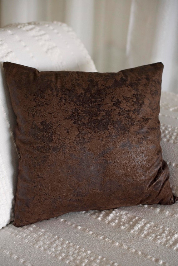 Brown Faux Leather Cushions by AnnEllisInteriors on Etsy