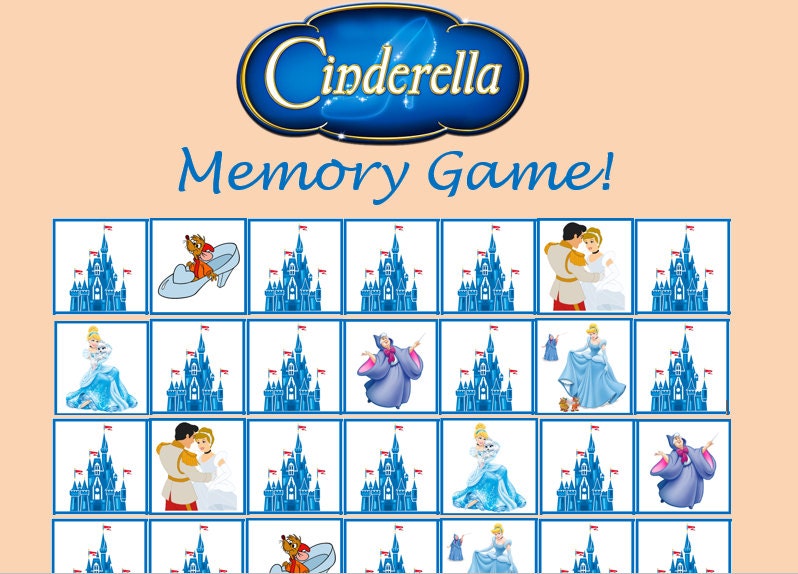 Cinderella Memory Game Instant Download