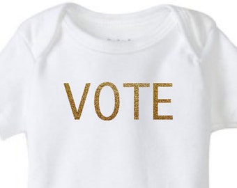 VOTE Gold Glitter Baby Bodysuit - Election 2016