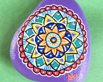 Unique mandala rock related items | Etsy