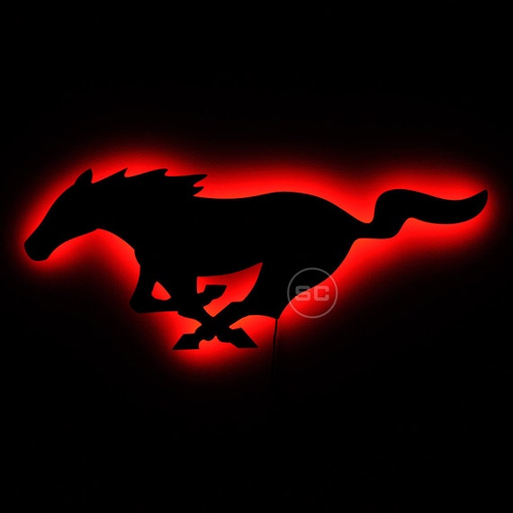 Lighted Mustang Sign and Wall Art Mustang Logo Night Light