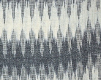 Black, Gray and White Ikat Print fabric
