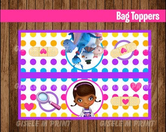 Doc McStuffins Bags, Printable Doc McStuffins Bags toppers, Doc McStuffins party treat bags instant download