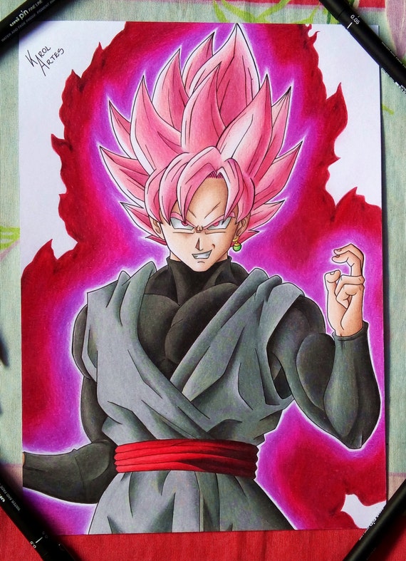  DESSIN  ORIGINAL de Black  Goku  SSJ Rose 