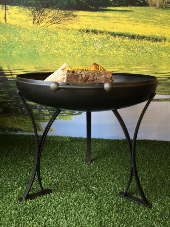Fire Pit Bowl Brazier Kadai Logburner Wrought Iron BBQ 50cm