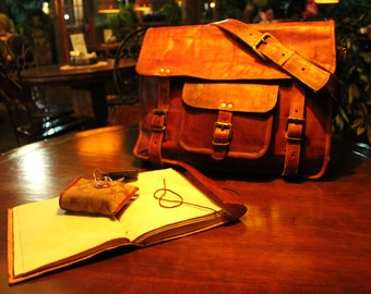 Large Leather Computer Bag/ Large Leather Laptop Bag/ Large Messenger Bag/ 16'' Laptop bag