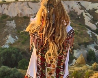 Embellished Denim jacket ANATOLİAN White Boyfriend Denim Jacket beaded oversized denim jacket gypsy boho bohemian ooak festival cool trend