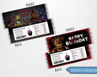 Five Nights at Freddy's chocolate bar, Five Nights at Freddy's chocolate wrappers, Five Nights at Freddy's candy wrappers!