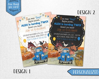 Little Blue Truck birthday invitation, Little Blue Truck invite, Little Blue Truck invitation, Little Blue Truck chalkboard invitation!