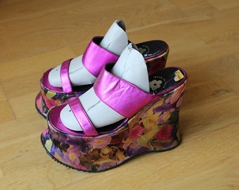 VINTAGE Pink Flower platform sandal 37