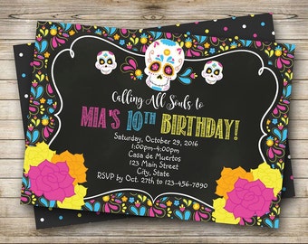 Day of the Dead, Halloween, Dia de los Muertos Invitation. Digital File