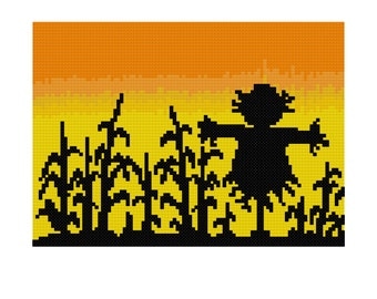 Harvest Scarecrow Cross Stitch Pattern - PDF Digital Download