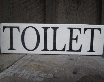 Primitive Wood Sign TOILET Cabin Country Industrial Rustic Home Decor Farmhouse Classroom Aged Distressed Man Cave Bar Decor