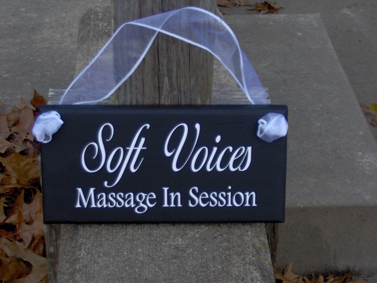 Soft Voices Massage In Session Wood Sign Vinyl Door Hanger