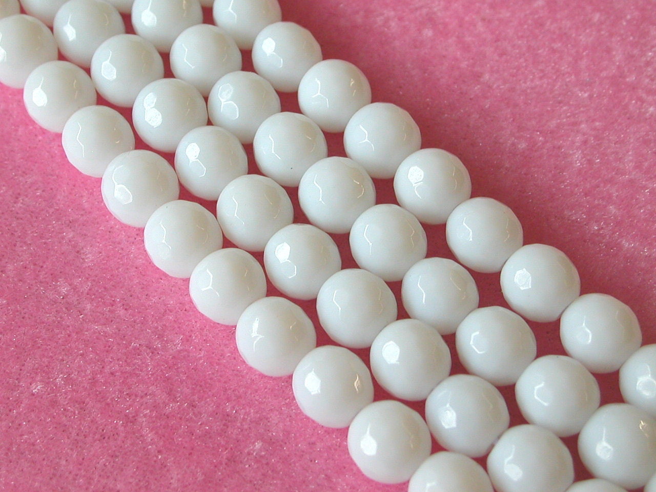 White Jade Beads 8mm Faceted Jade Beads. Full 16 Inch by wimsy