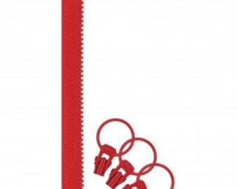 Jelly Freedom Zipper in RED - 48" poly tape w/ 3 pulls - Lecien - Japanese Import