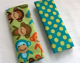 Reversible Car Seat Strap Covers - Monkeys in Bermuda - Seatbelt Covers