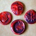 4 Handmade Ceramic Magenta Purple Beads - Hamsa Bead - Butterfly Bead - Moon Bead - Dragonfly Bead