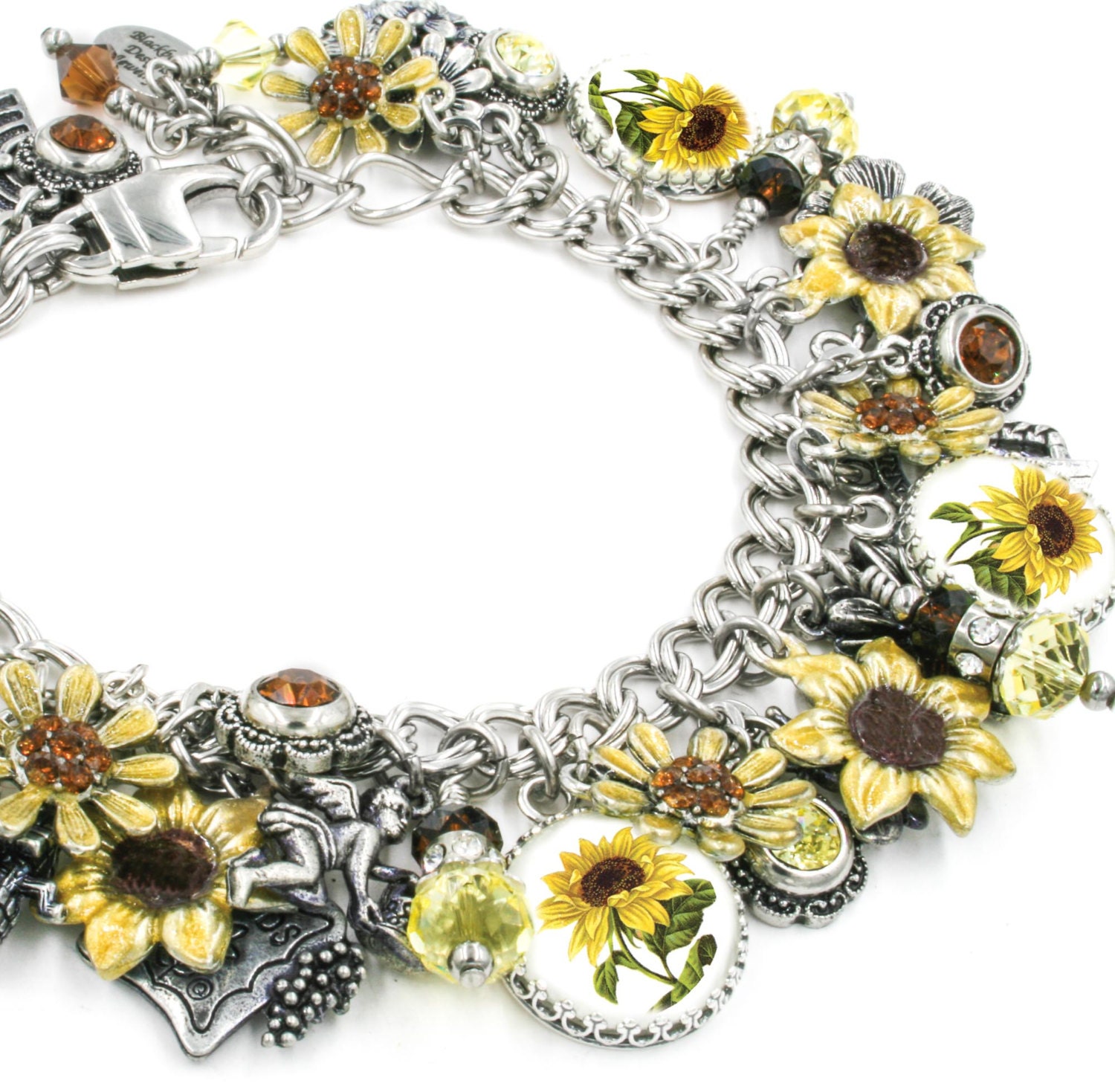 Sunflower Jewelry Sunflower Bracelet Charm Bracelet