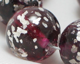 Handmade Glass Lampwork Beads, "Purple/Glitter", 11mm round focal filler functional art