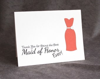 Thank You Maid of Honor Card, Best Maid of Honor Ever, Maid of Honor Thank You Card, Matron of Honor Card, Personalized Handmade Card