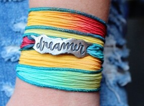 Inspirational Jewelry, Dreamer, Bohemian Wrap Bracelet, Boho Bracelets, Handmade Silver Jewelry, Gift for Entrepreneur