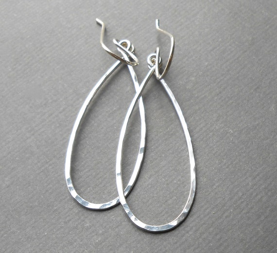 Sterling Silver Hoop Earrings Thin Hammered Silver by DianeMabrey
