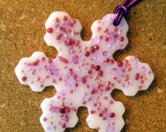 Fused Glass Snowflake Ornament - Christmas Ornaments - Holiday Decor - Snowflake Ornament