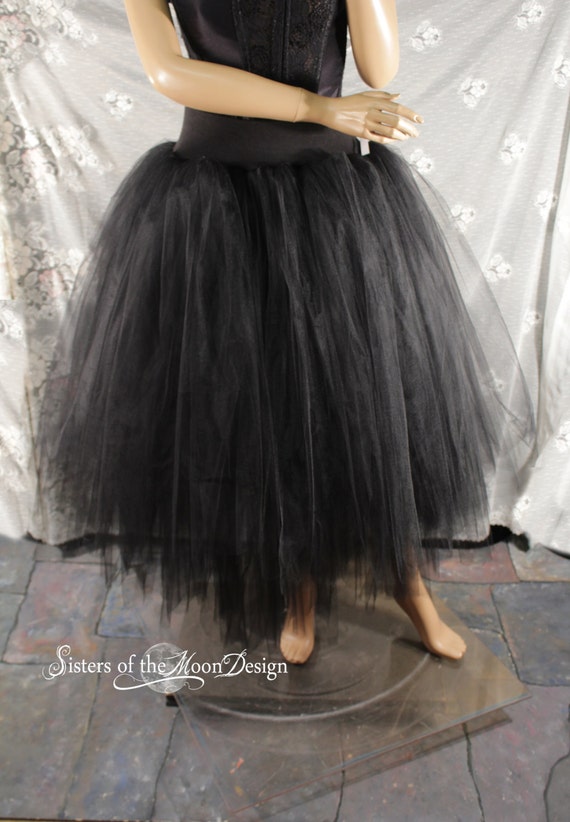 Black Adult tutu Tulle skirt Layered floor length halloween