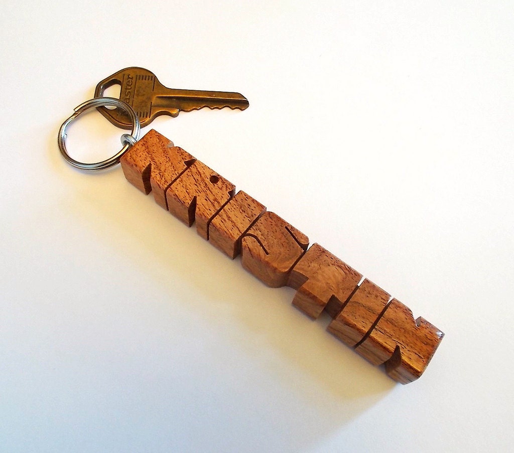 Custom Wood Name Keychain in Mesquite Carved to Order