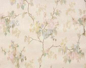 1920's Vintage Wallpaper - Antique Floral Wallpaper Watercolor Floral Pastel Pink Yellow and Blue Flowers