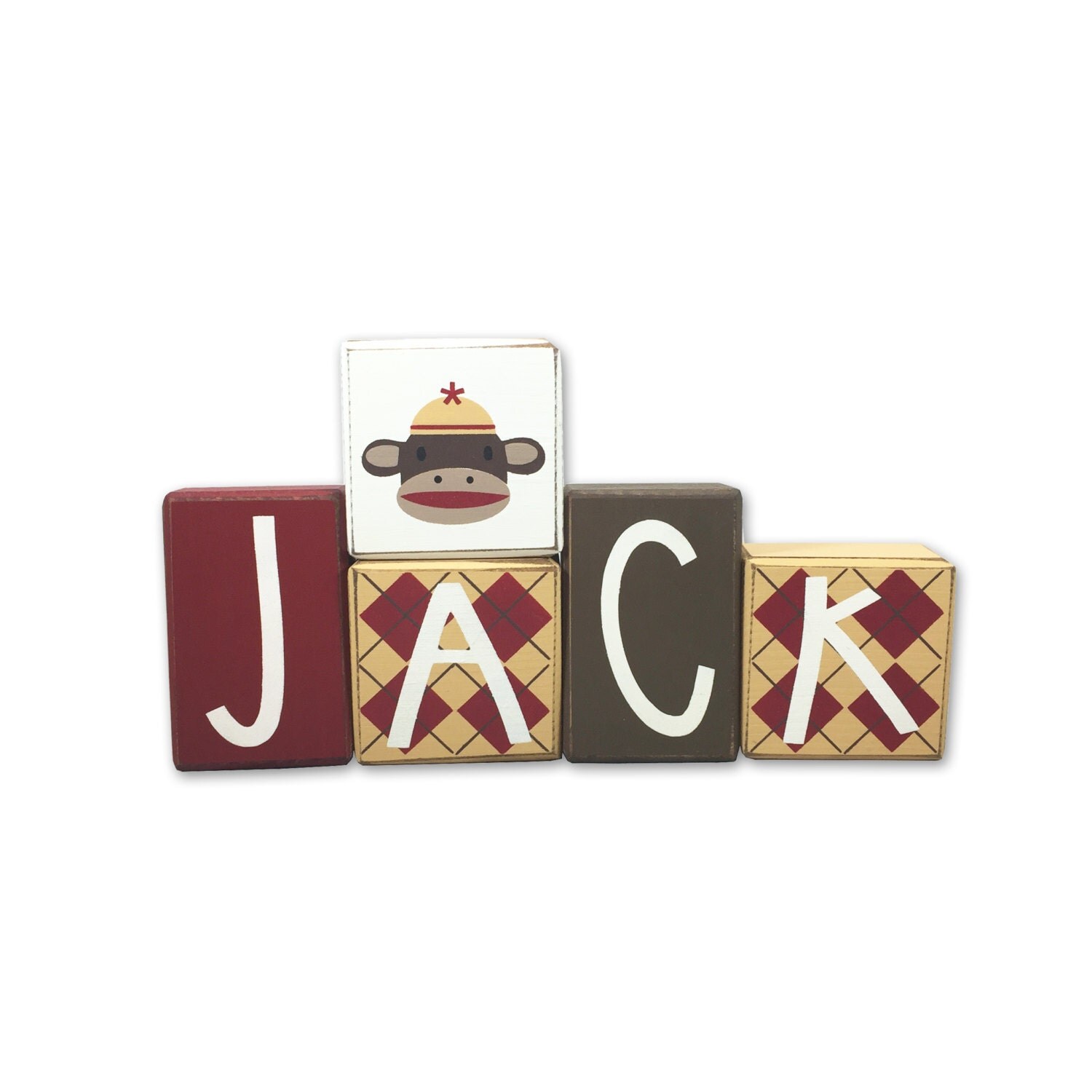 Sock Monkey nursery personalized baby gift little monkey