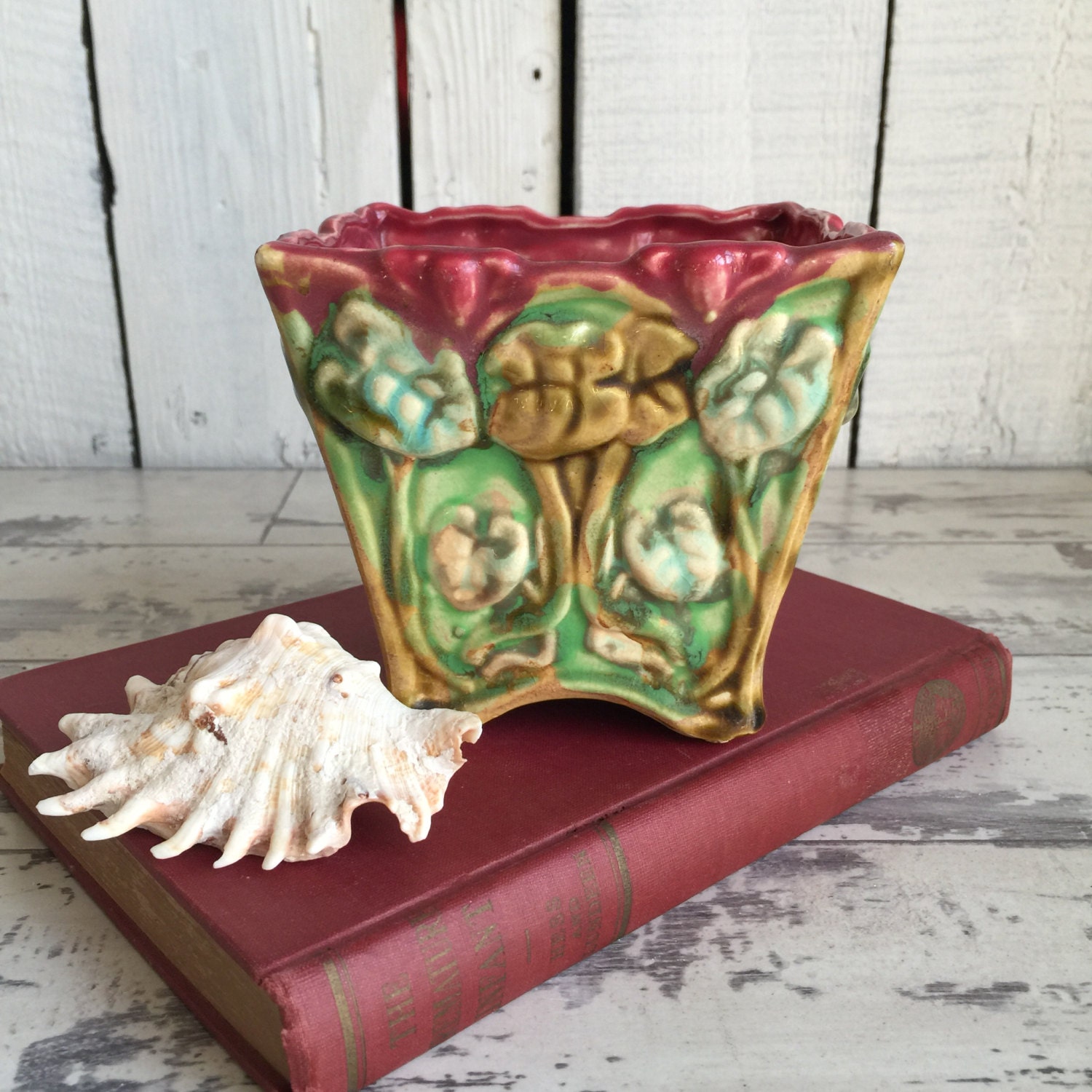 vintage majolica planters