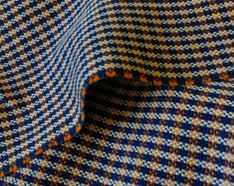 Navy and Vibrant Orange Wool Fabric
