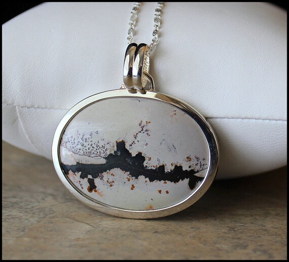 Items similar to Sterling Silver Paintbrush Jasper Gemstone Pendant