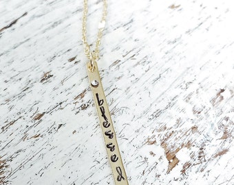 create in me a pure heart Long Brass Layering Necklace