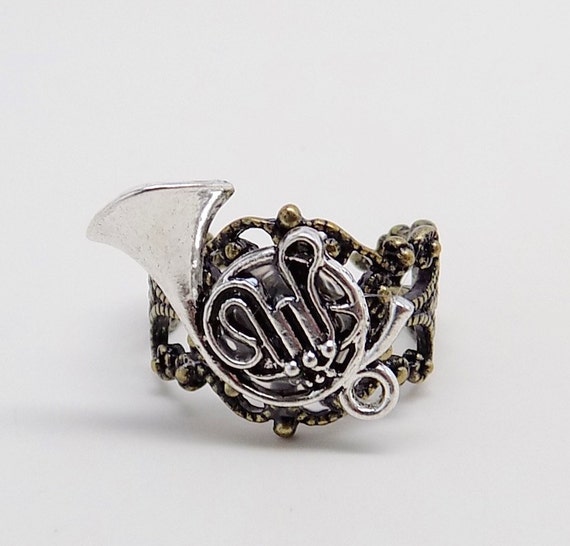 Steampunk jewelry. French horn ring. by slotzkin on Etsy