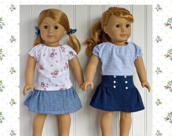 18 inch doll clothes sewing pattern NEW Ava Skirt and Top 18" doll clothing Sewing Pattern PDF Patron instant download