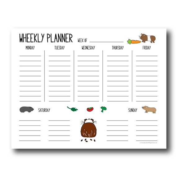 items-similar-to-cute-guinea-pig-wheekly-weekly-planner-to-do-list-printable-on-etsy