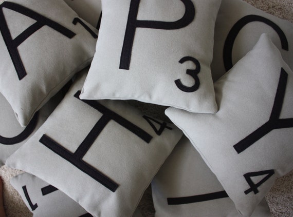 3 Scrabble Letter Pillows CASES ONLY // Monogram Pillows // Personalized Gift // Couples Pillows // Wedding Gift // Name Pillow // Initial