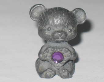 Miniature Pewter February Bear