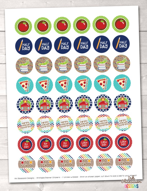 school days planner stickers instant download printable