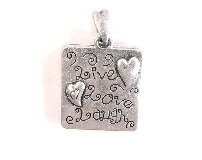 Silver-tone Picture Frame Pendant with Live, Love, Laugh